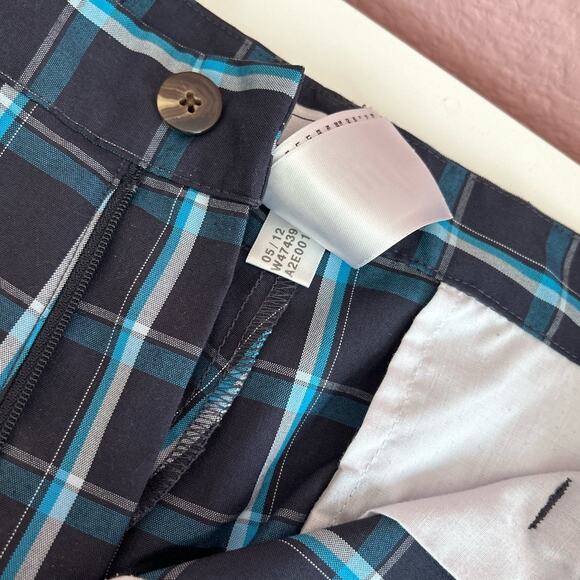 Adidas Climate Men´s Golf Shorts Performance Flat Front Blue Plaid Logo Size 34 - Picture 4 of 7